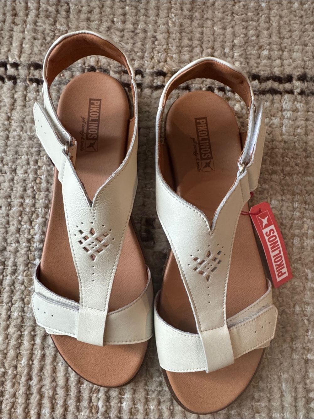 PIKOLINOS Ivory Leather Adjustable Strappy Sandals NWT Size 10/41